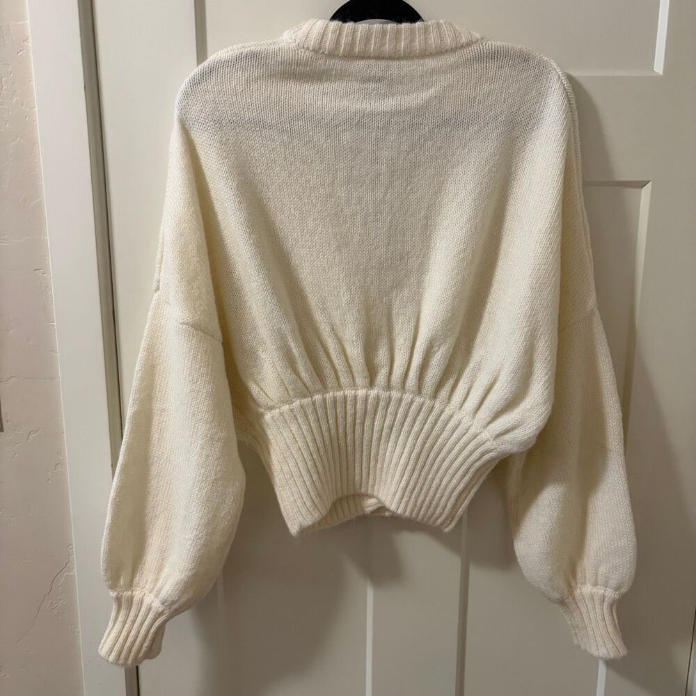 Farm Rio Ribbed Goldtone-Buttoned Cardigan Off White Size S - Picture 7 of 13